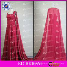 ED Bridal Elegant A-Line Strapless Real Picture Wine Red Zipper Chiffon Ruffle Evening Dresses Women 2017